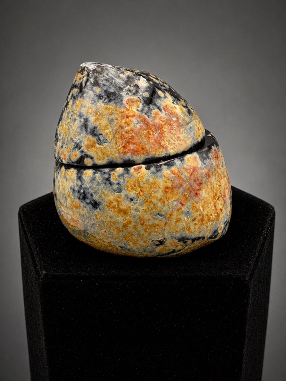 Ocean Jasper Trinket Box - Yellow, Orange & Black Speckle